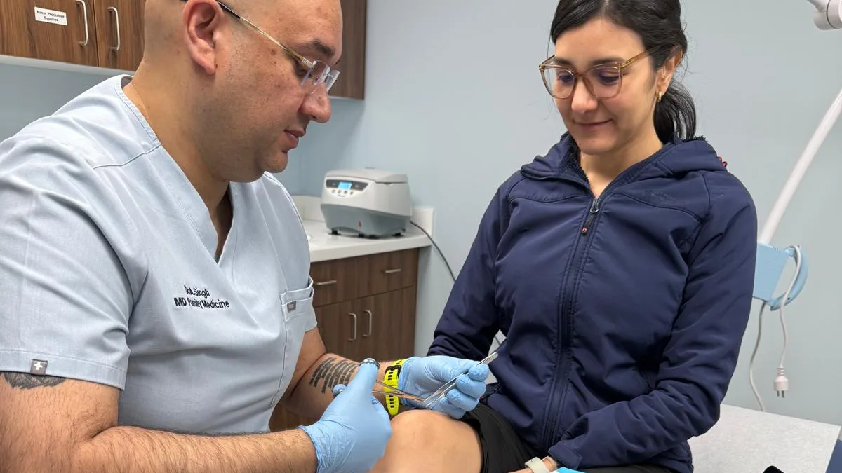 Dr. Andy Singh providing injection-based orthopedic care for PRPTherapy